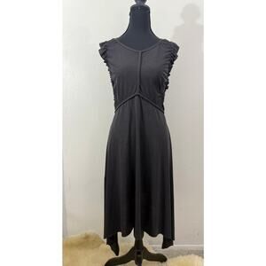 cop. copine Black Ruffle Dress Solid Sleeveless Midi Women Size 2